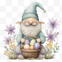 复活节彩蛋和花朵图片_春天精灵卡通免抠元素手绘