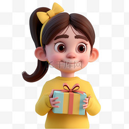 迪斯尼动画图片_可爱女孩元素礼物3d立体免抠
