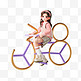38妇女节3D女神人物骑车形象免抠素材