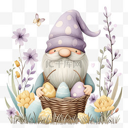 复活节彩蛋和花朵图片_春天免抠元素精灵卡通手绘