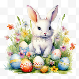 彩蛋装饰图案图片_创意兔子彩蛋元素立体免抠图案