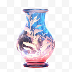 绘画琉璃花瓶元素立体免抠图案
