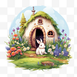 家纺家饰图案图片_图形兔子的家元素立体免抠图案
