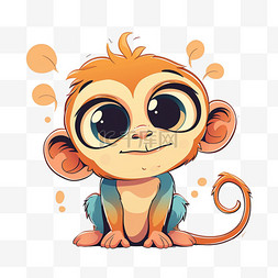 可爱的猴子卡通元素手绘免抠