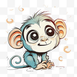 可爱的猴子卡通手绘免抠元素