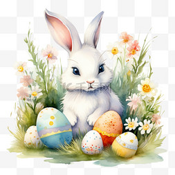 彩蛋图案图片_造型兔子彩蛋元素立体免抠图案