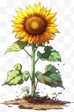 动漫游戏背景图片_植物手绘向日葵免抠元素