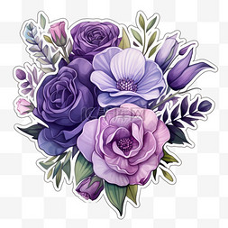 创意紫色花朵元素立体免抠图案