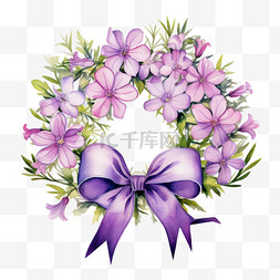 紫色花环图案图片_矢量紫色花环元素立体免抠图案