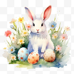 彩蛋图案图片_简洁兔子彩蛋元素立体免抠图案