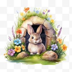 家纺家饰图案图片_造型兔子的家元素立体免抠图案