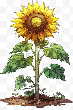 动漫游戏背景图片_元素植物向日葵手绘免抠