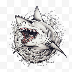 健美鲨鱼图片_创意凶猛鲨鱼元素立体免抠图案