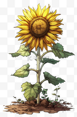 免抠植物向日葵手绘元素