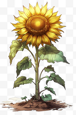 泥土图标图片_植物向日葵免抠手绘元素
