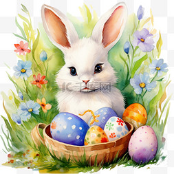 写实兔子彩蛋元素立体免抠图案
