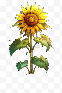 动漫游戏背景图片_植物手绘免抠向日葵元素