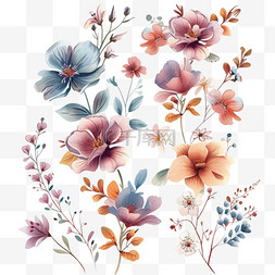 手绘春天植物花朵图片_手绘免抠春天植物花朵元素