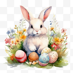 彩蛋图案图片_卡通兔子彩蛋元素立体免抠图案