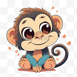 可爱的猴子手绘免抠元素卡通