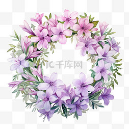 紫色花环图案图片_数字艺术紫色花环元素立体免抠图
