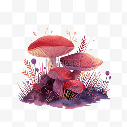 植物蘑菇手绘插画免抠春天元素