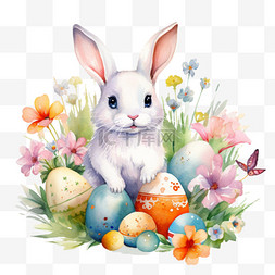 彩蛋图案图片_几何兔子彩蛋元素立体免抠图案