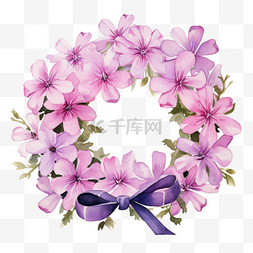 纹理紫色花环元素立体免抠图案