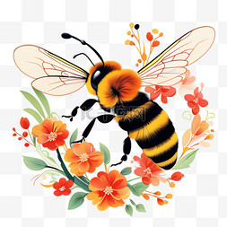 爱小蜜蜂插画元素