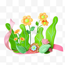植物免抠素材图片_春天春季3D花草植物免抠元素