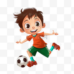 踢足球的卡通图片_可爱男孩踢足球手绘元素卡通