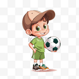 可爱男孩足球手绘免抠卡通元素