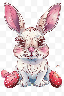 卡通手绘可爱兔子彩色描边元素