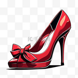 红色高跟鞋图片图片_红色高跟鞋矢量元素插画