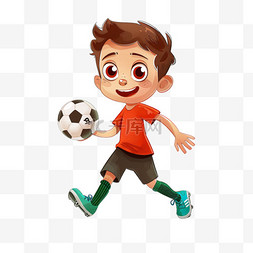 踢足球的卡通图片_手绘可爱男孩踢足球卡通元素