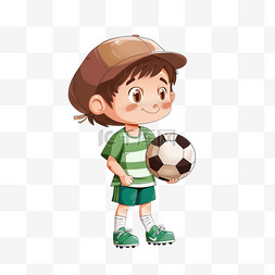 可爱男孩足球手绘卡通免抠元素