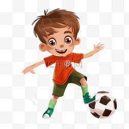可爱男孩踢足球卡通元素手绘