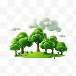 森林绿植图片_艺术森林绿植元素立体免抠图案