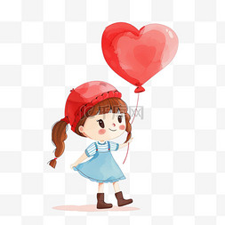 心型气球图片_可爱女孩气球卡通元素手绘