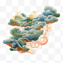 中国风写实图片_创意中国风祥云元素立体免抠图案