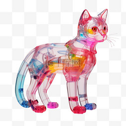 卡通猫咪装饰图案图片_卡通透明猫咪元素立体免抠图案
