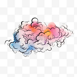 创意七彩云朵元素立体免抠图案