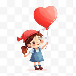 卡通背景女孩气球图片_可爱女孩气球卡通元素