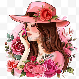 红色植物背景图片_妇女节女性插画元素手绘
