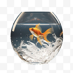 素材鱼缸金鱼元素立体免抠图案