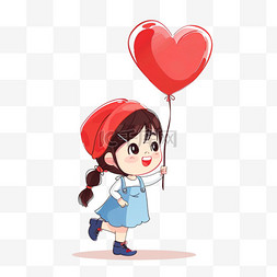 巨大心形背景图片_可爱女孩气球元素卡通手绘