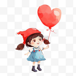 手绘心型气球图片_可爱女孩气球卡通手绘元素