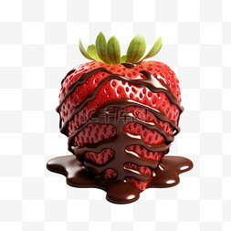 真实草莓巧克力元素立体免抠图案