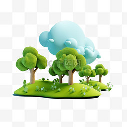 3d绿植图片_3d森林绿植元素立体免抠图案