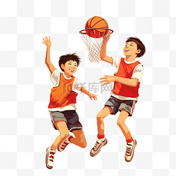 卡通篮球伙伴元素立体免抠图案